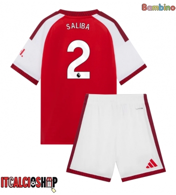 Arsenal William Saliba #2 Prima Maglia Bambino 2026-27 Manica Corta (+ Pantaloni corti)